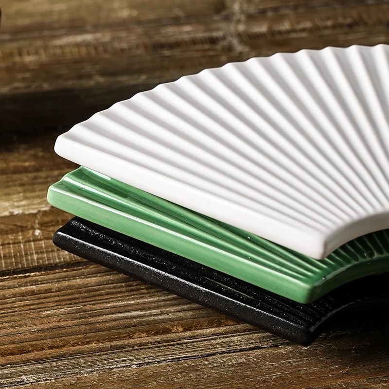 Japanese Style Fan-shaped Sushi Plate Restaurant Dinning Porcelain Ceramic Dinner Sushi Plate Sets