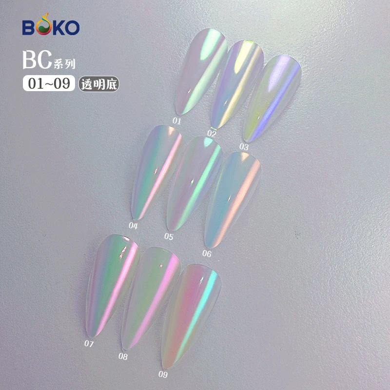 BOKO Bulk 100g Aurora Chrome Powder Shimmer Nail Glitter Nail Aurora Rubbing Dust Mirror Effect Fairy Powder BC