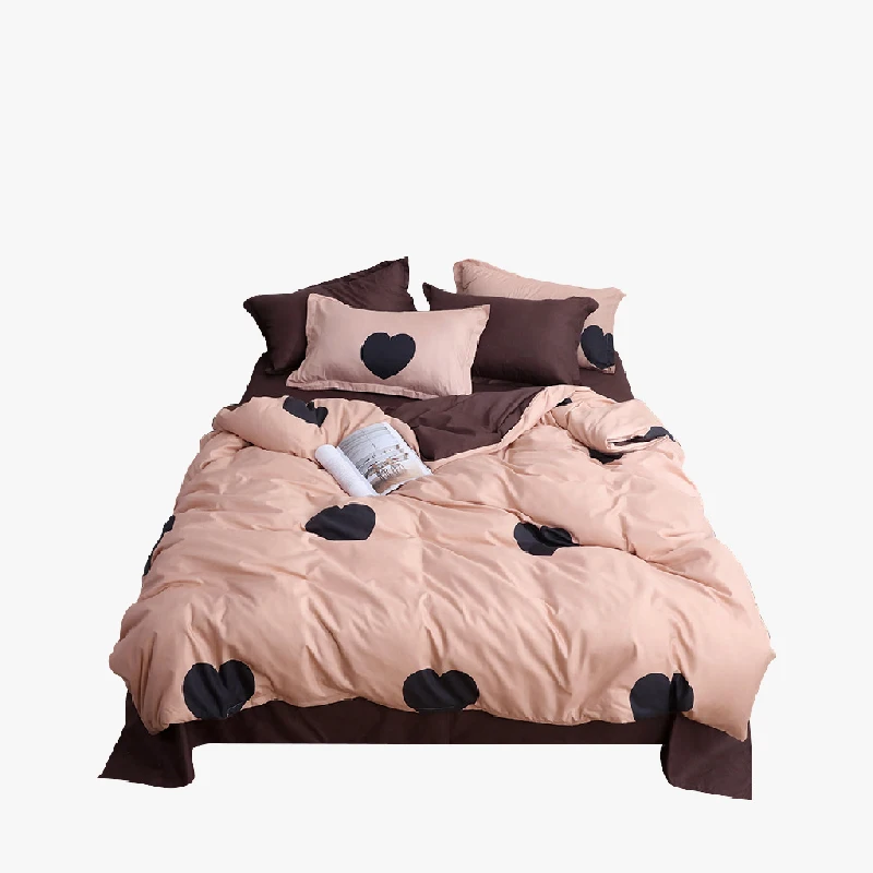 
New Arrival Washed Cotton Duvet Cover Set Bed Sheets 4PC Landscape Printing Bedding Set 