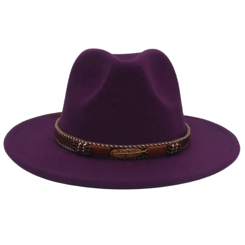 Classical Hat Unisex Jazz Hat 100% Wool Classic Big Brim Fedora Hats men