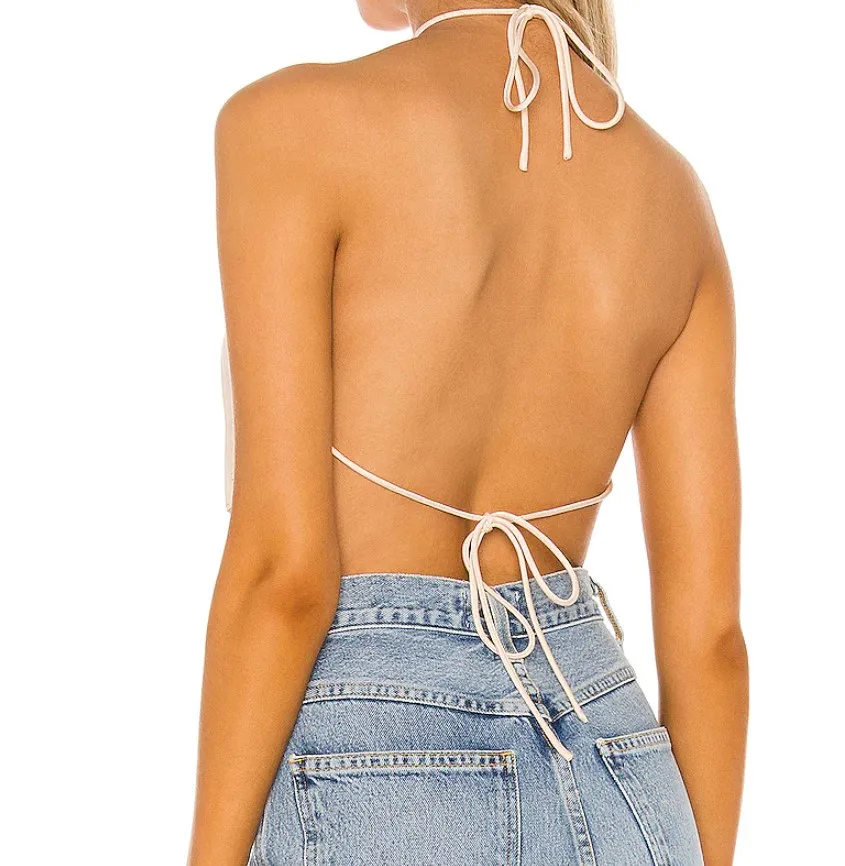 2020 Chain Halter Neck women knitted basic crop tops sleeveless women cami crop top