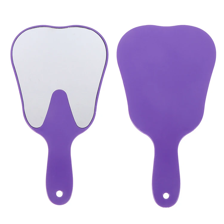 High Quality Dental Equipment Dental Clinic Cosmetic Mirror Gifts Colorful Plastic Dental Handheld Tooth-shaped Mouth Mirror
