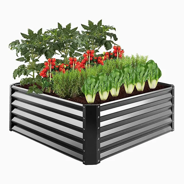 customized size 17' Tall 9in1 Metal Modular Corrugated Grey Aluzinc Raised Garden Bed/box/ for Vegetables