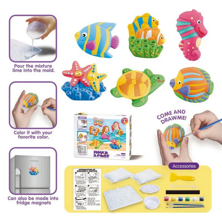 Creative Kids Handmade Puzzle Doll Coloring Gypsum Painting Toys