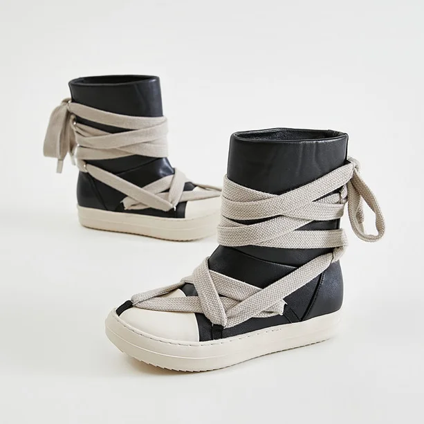 Роскошные женские дизайнерские туфли, черные кроссовки Jumbo mega, со шнуровкой, megalace, ботильоны