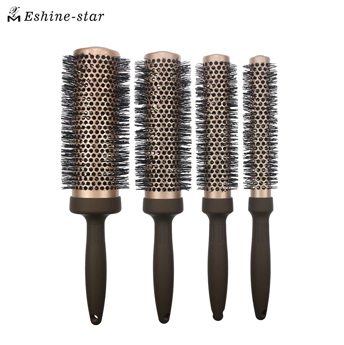 Private Label High Quality Nylon Bristle Styling Hair Brush Extra Long Barrel Brush Ceramic Round Hair Brush
