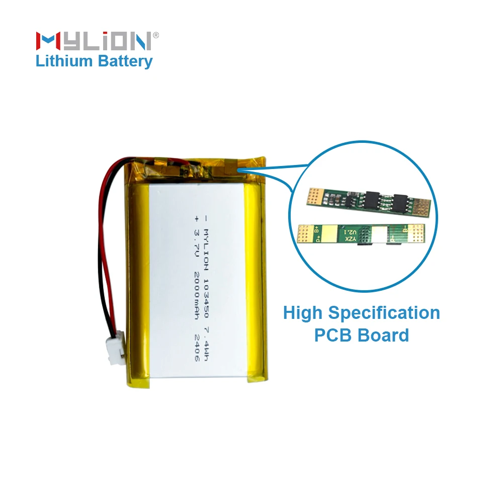Mylion High-Efficiency Lightweight Lipo Battery Li Ion Rechargeable Battery 2000mah 3.7 V For Laptop Battery Solutions