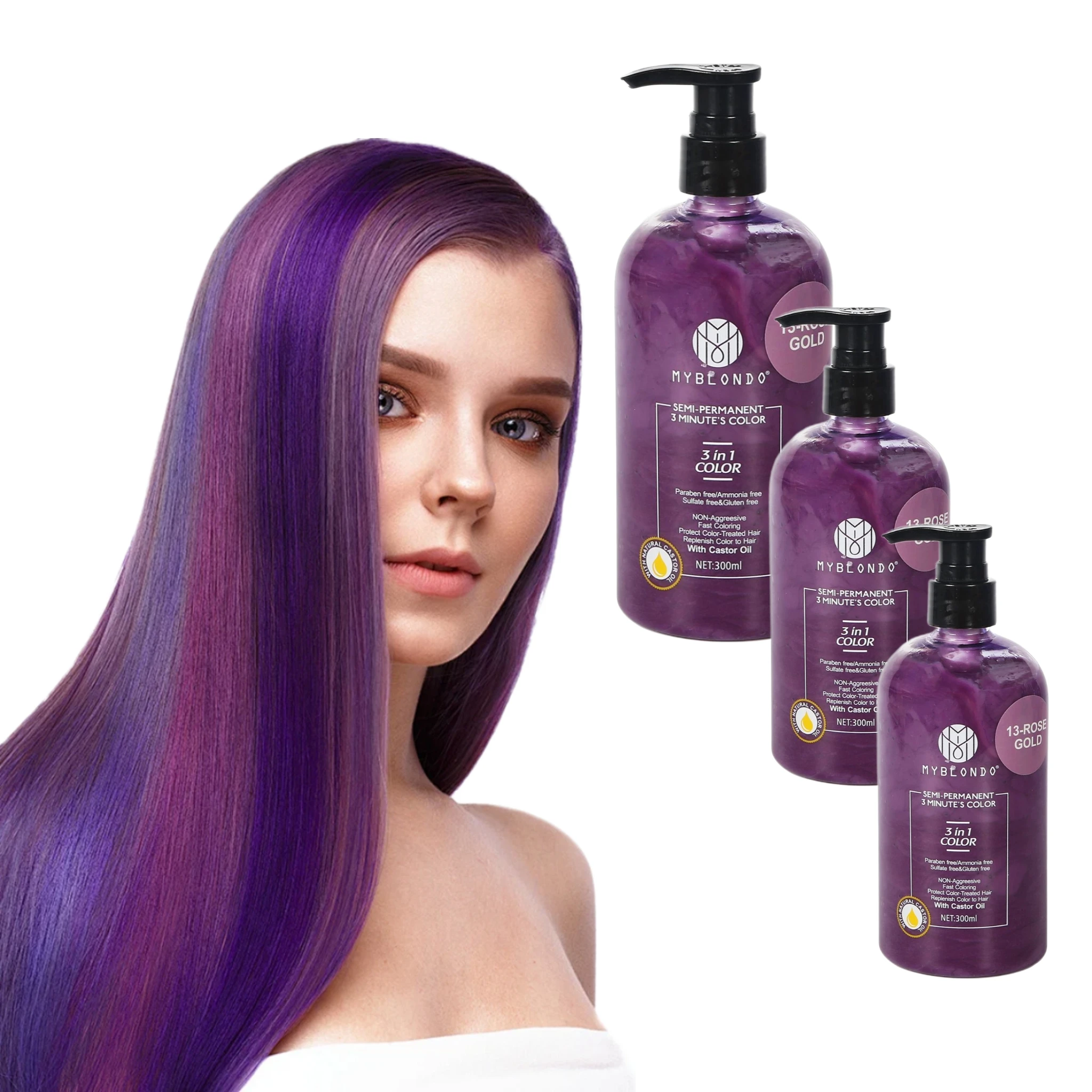 African Wholesale Ammonia Free and Low Odor Technology Semi Permanent Color Hair Shampoo Treatment