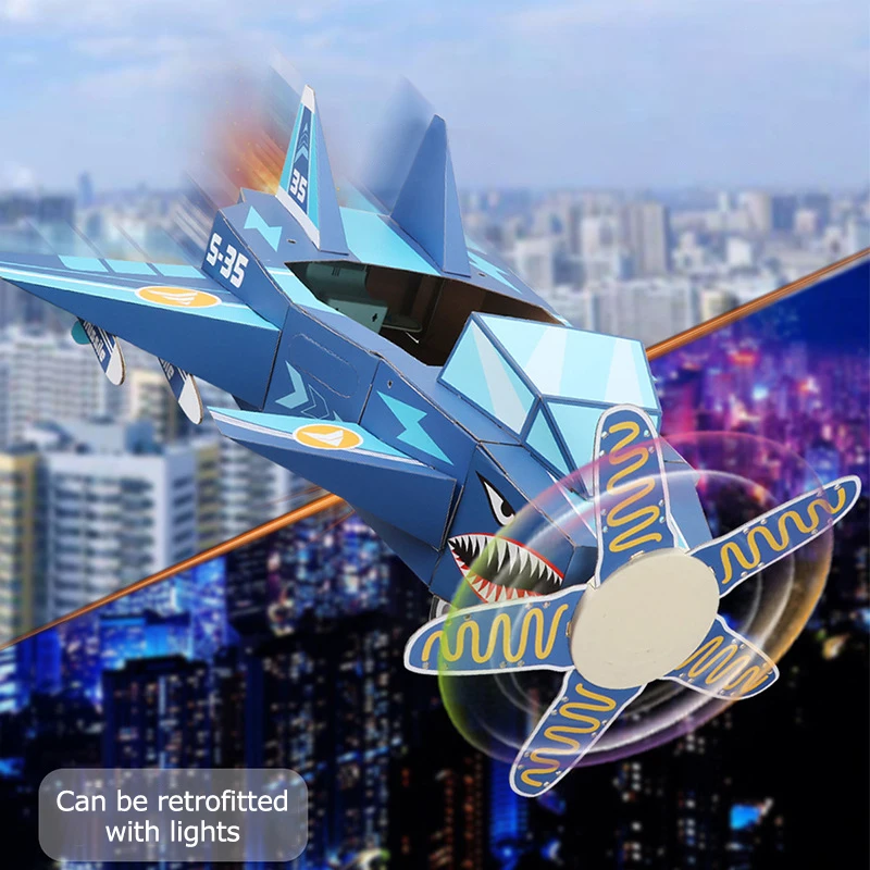Shark Plane Children Wearable DIY Handmade Carton Toy 3D Paper Puzzle Assembly Wearable Cartoon Model Other Novelty Gag Toys