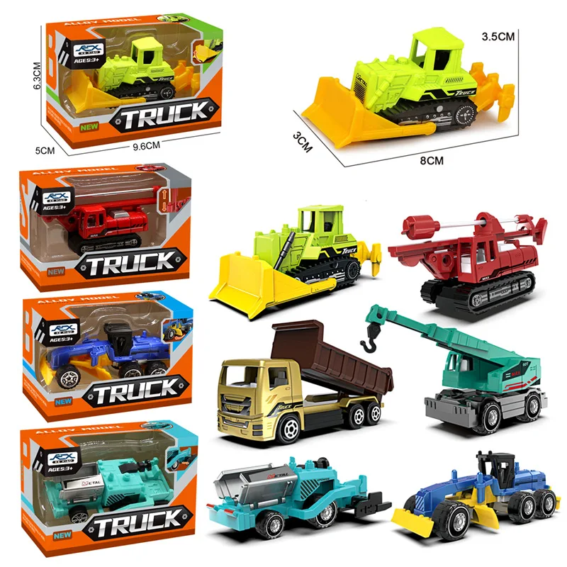 1:64 Scale Diecast Construction Engineering Vehicle Paver Toy Truck Crane Toy