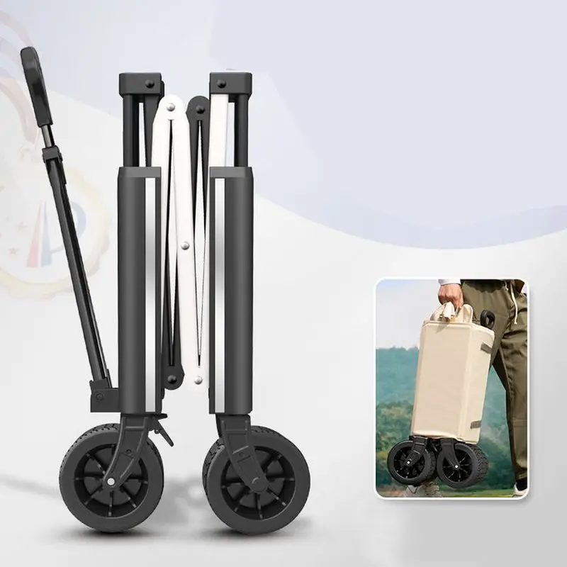 Excellent Quality Outdoor Cart Portable Carbon Steel Folding Trolley Four-wheel 160L Camping Wagon Hand Truck Picnic Fishing