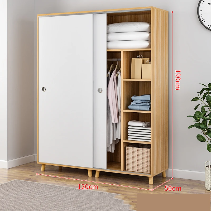 Cheap Customized Bedroom Furniture Closet System Clothes Storage Cabinet Wardrobe Modern Wooden Width 120cm White Wardrobes