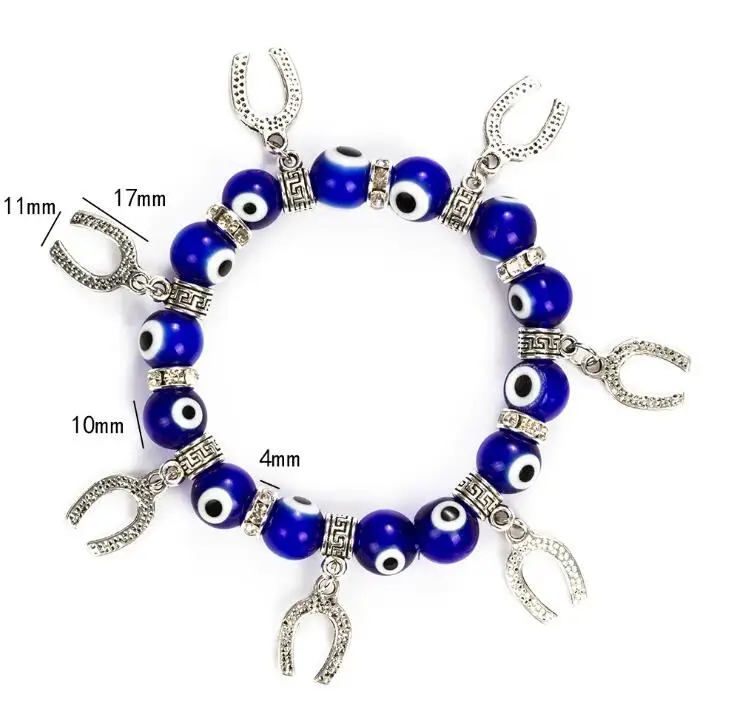 Trendy Simple Eye Religious Eye Charm Blue Beads Lucky Bracelet Match Turkish Bracelet For Women