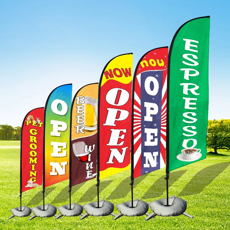 Beach flag Outdoor business activities double-sided feather flag Hotel circuit knife flag custom