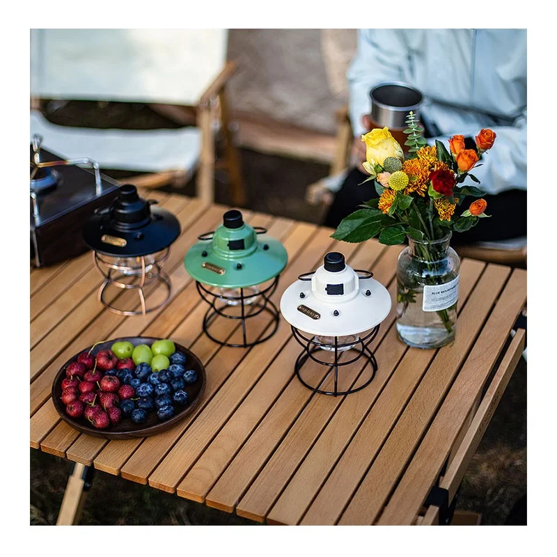 Outdoor Metal USB Rechargeable Vintage Led Camping Lantern with Power Bank
