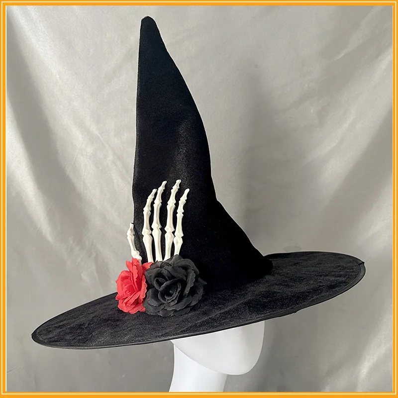 New Cosplay Witch Hat Gothic Theme Party Wizard Hat Skull Skeleton Witch Hat