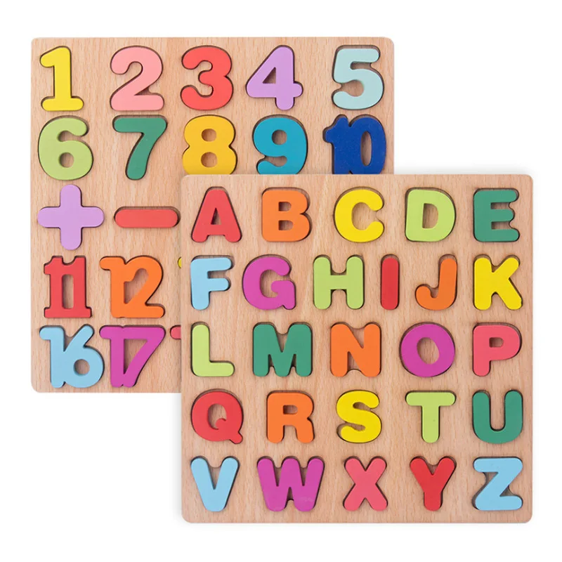 2024 Wooden board alphabet number 3D learning puzzle Montessori early educational activity boards toys for child boys and girls