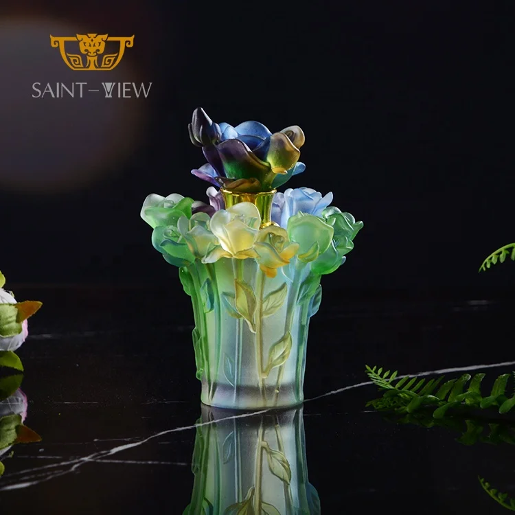 Factory 9ML Crystal Arabic Carved Rose Woman Lady Gift Essential Oil Perfume Dropper Bottles