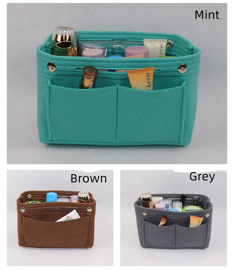 Multifunction Cosmetic Bag Women Felt Fabric Insert Multi-function Handbag Multi Pocket Organizer Travel Pouch Accessories Items
