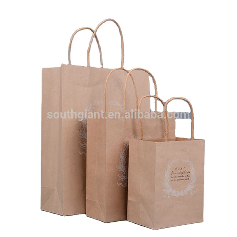 
Recycle Craft Kraft Shopping Retail Take Away Paper Brown Bag with Logos 