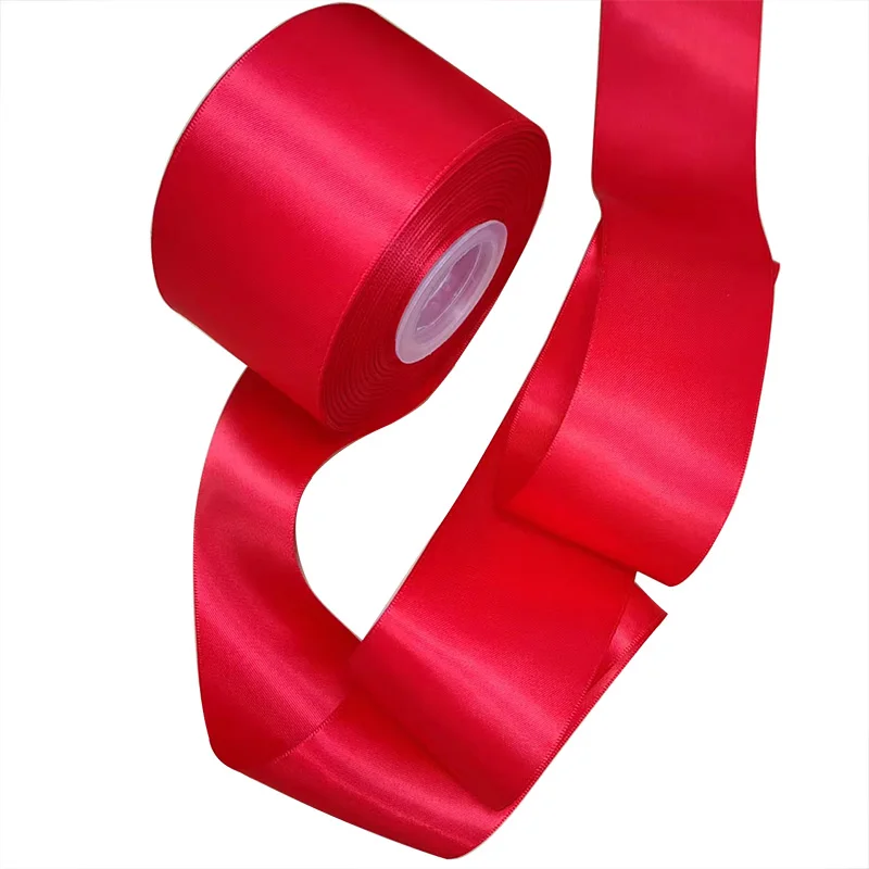 Customized 5cm wide double-sided Polyester Ribbon Plain Color packaging gift Decoration Satin Ribbon Roll