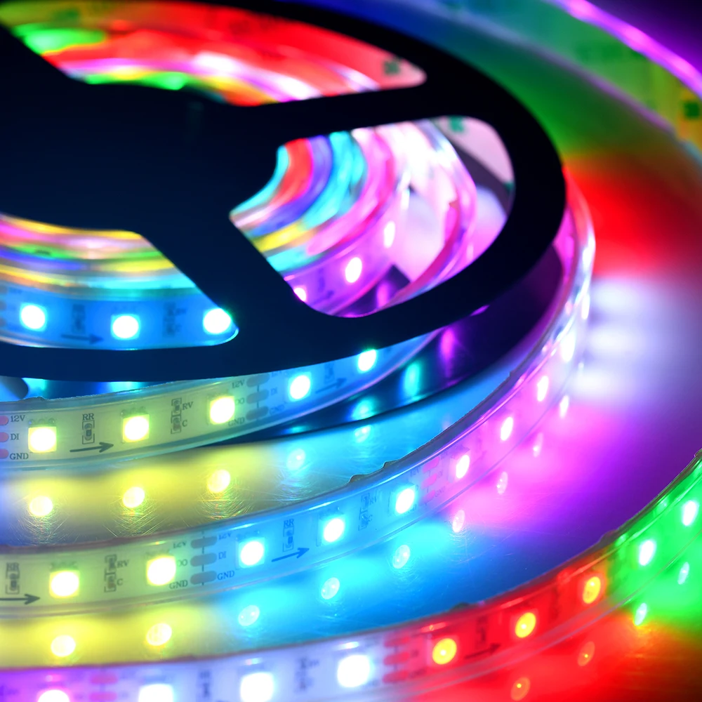 Addressable LC8806 Programmable 5050 Flexible Waterproof IP67 12v WS2811 rgb led strip ws2812b led strip 5m