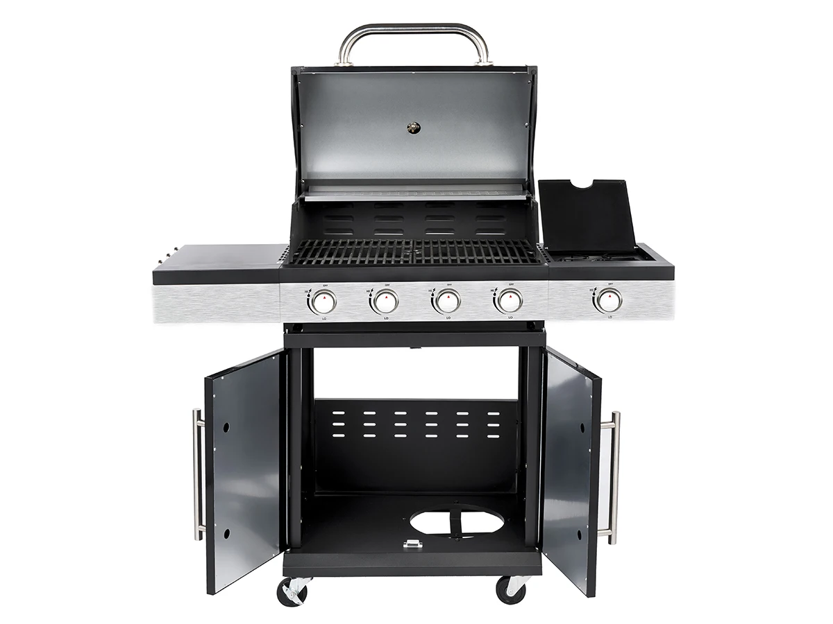 4+1 Charcoal Barbecue Grill Big Outdoor and Indoor Steel and Iron BBQ Grill for Family Party & Camping Gas-Fueled
