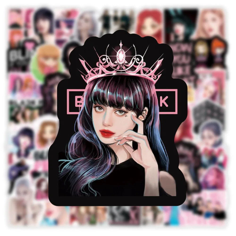  50 шт. корейские женские наклейки Kpop Star Jisoo Jennie Rose Lisa черные и Розовые «сделай сам» для ноутбука скейтборда чемодана