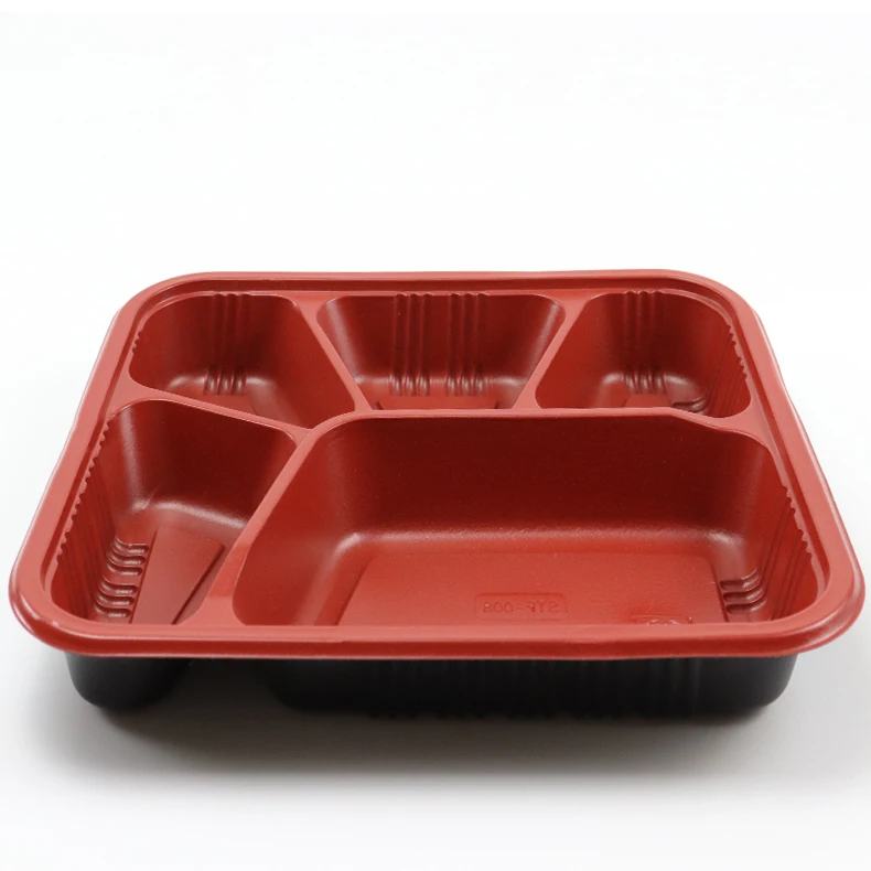 Factory price restaurant take away food container food prep boxes plastic disposable  5 compartment to go containers with lids