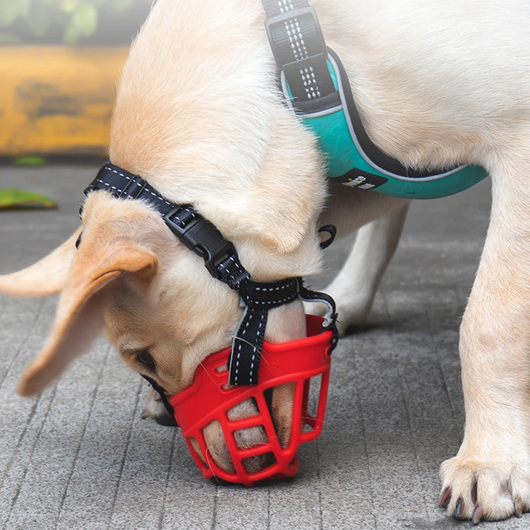 Soft Rubber Basket Muzzle Cage Muzzle Adjustable Anti Bite Dog Silicone Muzzle Safety Mask