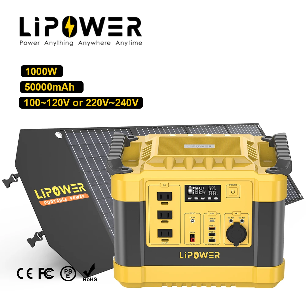 Lipower в наличии Автономная солнечная энергетическая система для дома 22 50000 мАч 1000 Вт литий-ионная портативная электростанция с солнечной панелью