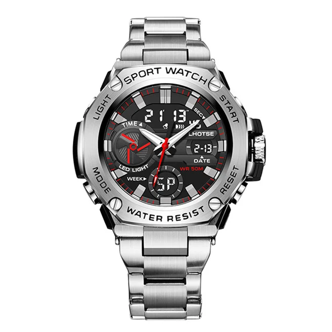 LHOTSE 3079B Digital Men Watch 50m Waterproof Wristwatch LED Quartz Clock Sport Watch Male Big Watches Men Relogio Masculino
