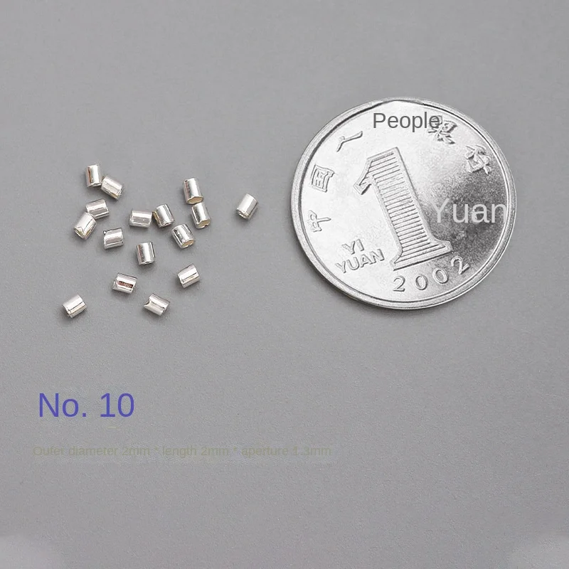S925 pure silver positioning tube positioning bead steel wire fishing line clamp flat fixing material DIY handmade jewelry