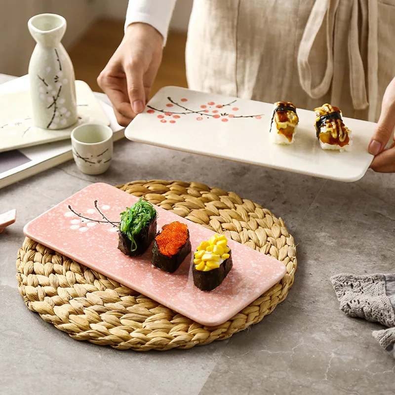 
ceramic tableware restaurant rectangular dessert pad flat plate sushi dish plate 