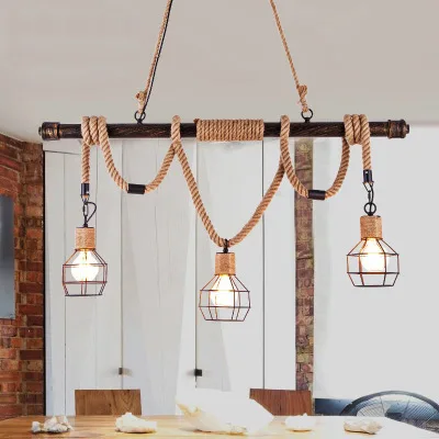 Industrial style creative retro coffee shop bar table single head Internet cafe clothing store American country hemp rope
