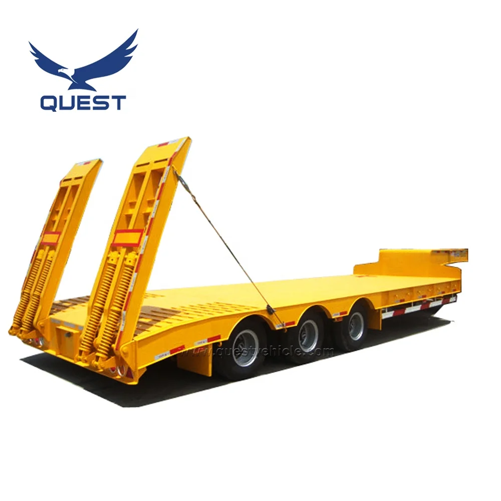 60 Tons Heavy Duty 40 Ft 3-Axles Lowbed Truck Trailer Factory Made Steel Low Loader Truck Trailers