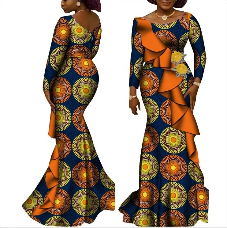 African Dashiki party dress cotton wax bazin dresses batik traditional formal evening dress
