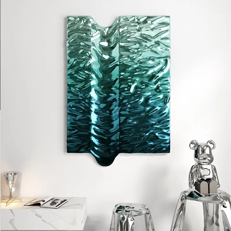 Model room metal living room dining room sofa background wall stainless steel wall decoration creative wall hanging pieces