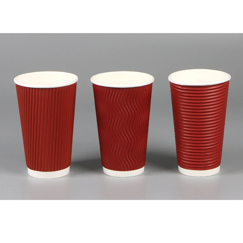 8/12/16 oz Disposable Hot Tea Cup Cardboard Ripple Anti-scald Coffee Paper Cup