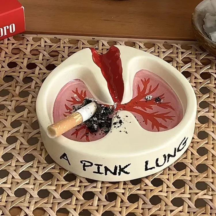 Home Office Smoking Resin Crafts Souvenirs Personalized Creative A Pink Lung Heart Shaped Resin Ashtray