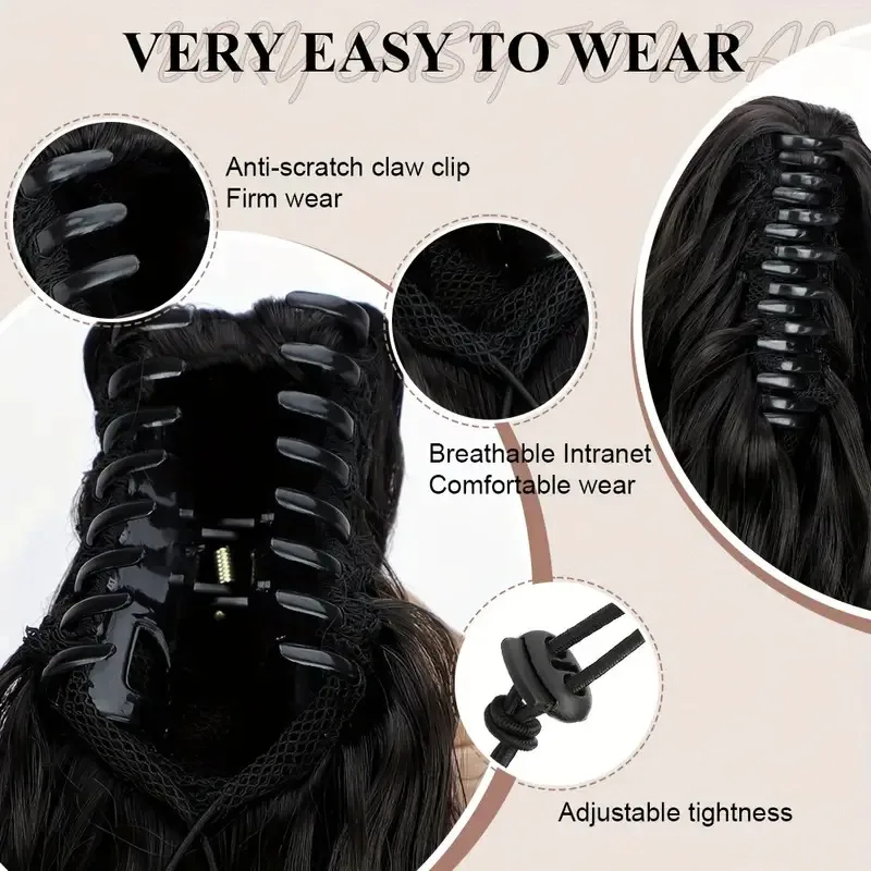 Claw Ponytail Long Curly Wavy Ponytail Extensions Synthetic Clip In Hair Extensions Elegant Natural Looking Hair Accessories