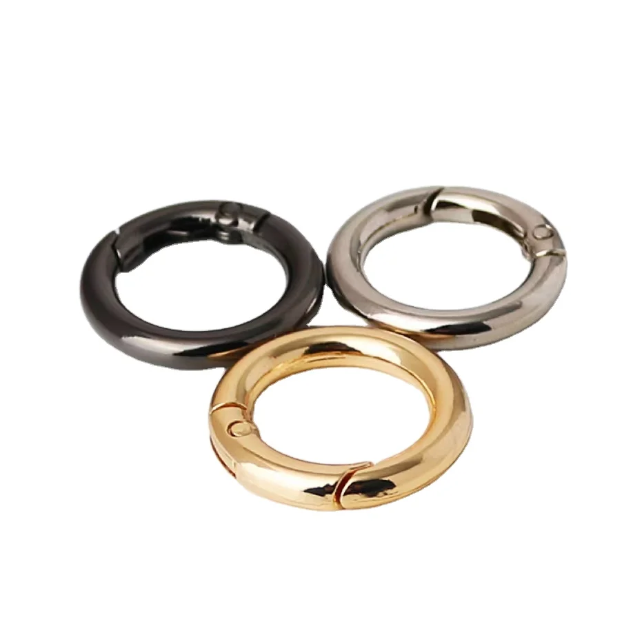 Hot selling high quality custom metal spring openable keyring leather bag belt buckle fashion pendant accessories metal spring c