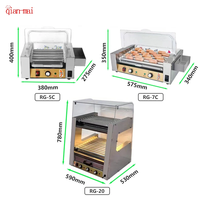 Roasted Sausage Roller Machine Five Roots Commercial Party Sausage Roller BBQ Camping Cooking Hot Dog Grill Machine