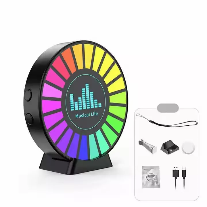 Hot Sale Led Music Rhythm Light RGB Rechargeable Sound Control Light Round Sound Dynamic Rhythm Light
