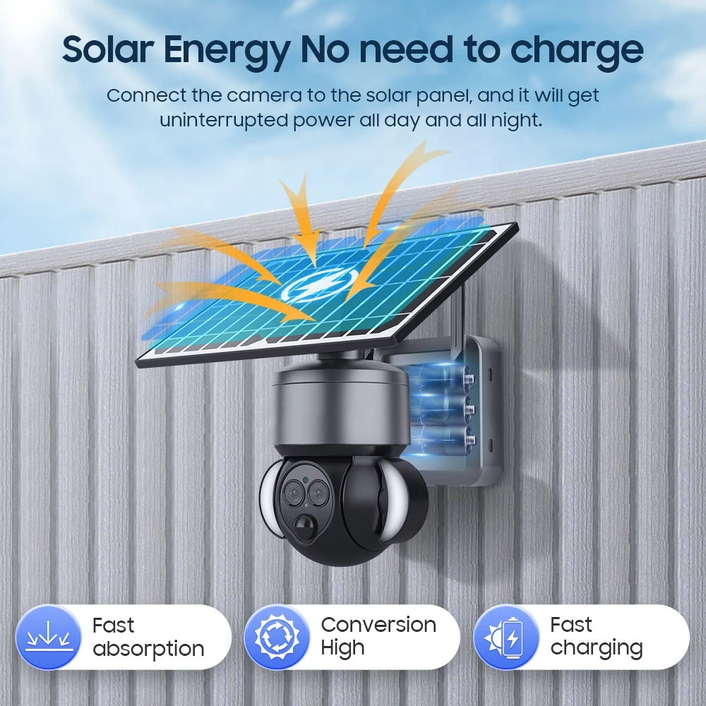 Custom Logo 6MP 4G HD PIR Human Detection PTZ Security System 12X Zoom 4G SIM Card Outdoor Solar CCTV Camera