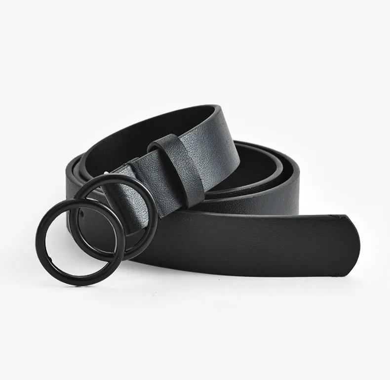 New Fashion Pu leather Waist Double Ring Buckle Ladies Belt For Dresses jeans
