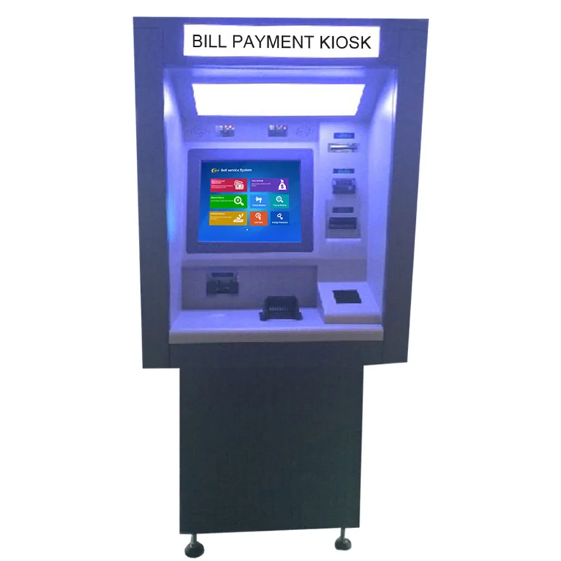 Wall Through Parking Payment Kiosk Self Service Machine Lcd Cash Payment Kiosk Acceptor