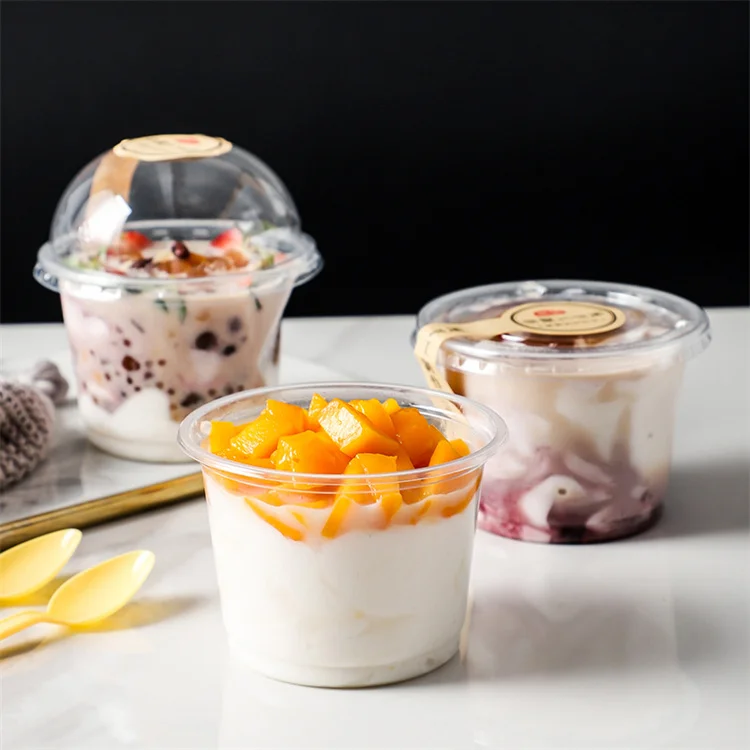 Customized Disposable Transparent Ice Cream Cup Tiramisu Small Pudding Packing Cup Portable Plastic Yogurt Container Cup