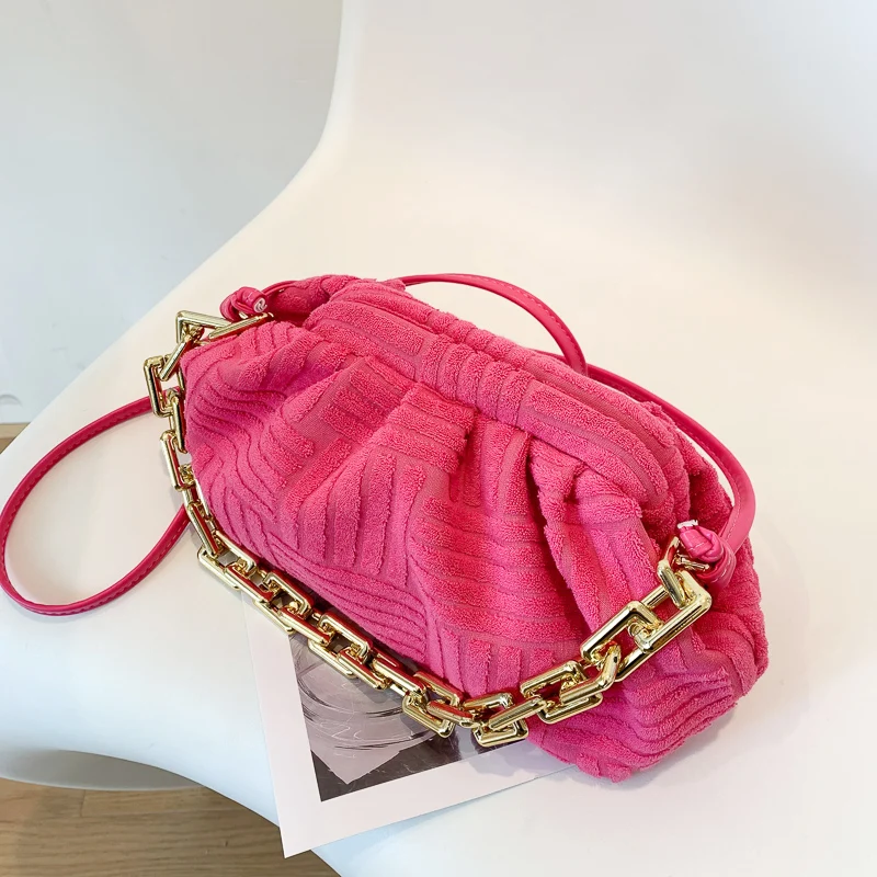 2022 Fashion Cute Velvet Cloud Clutch Bag Bright Color Neon Summer Women Lady Purse Handbag