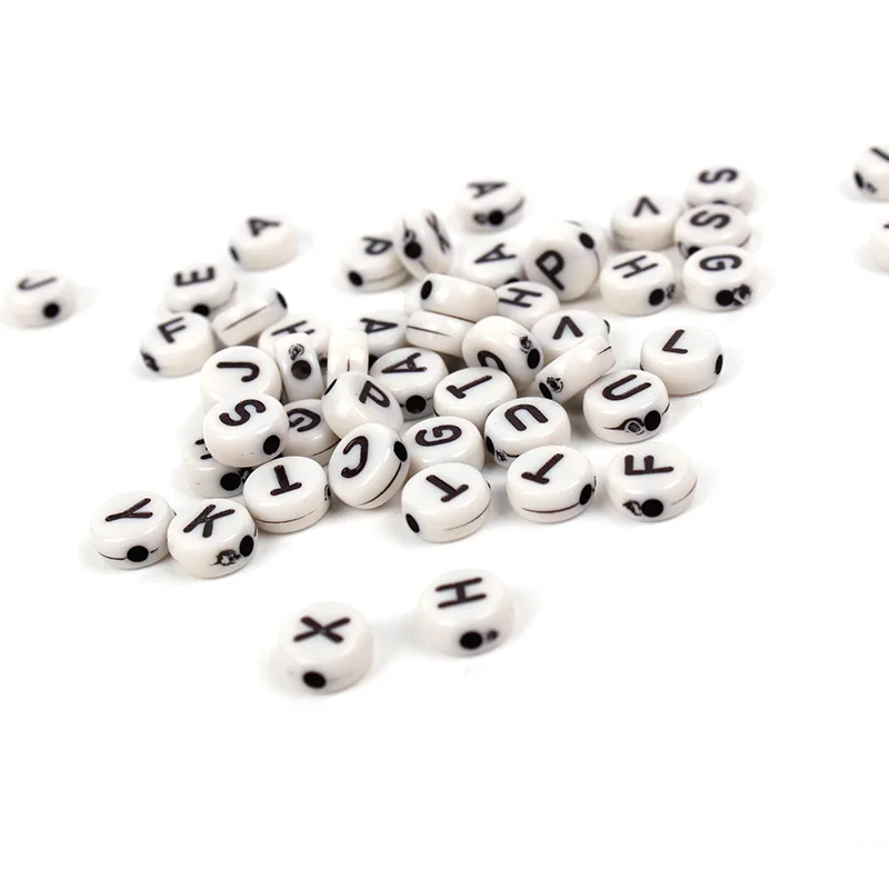 
7*3mm Flat Round White Acrylic Alphabet Letters Beads for Jewelry Making 